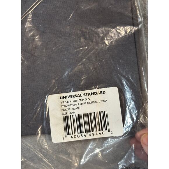 NWT‎ Universal Standard Size 4XS (00-0) LONG SLEEVE V REX Slate Grey Causal Pima - Picture 5 of 9